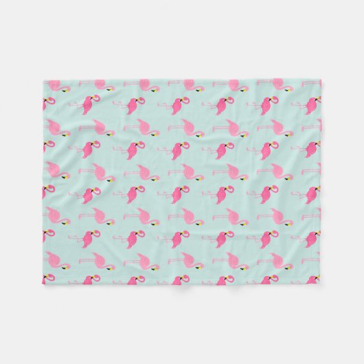 Cute Pink Flamingos Fleece Deken (Voorkant (Horizontaal))