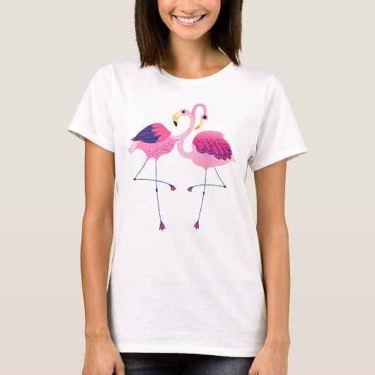 Cute Pink Flamingos Illustration Pattern Visor T-shirt (Voorkant)