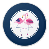 Cute Pink Flamingos in Love Illustration Keramische Knop (Voorkant)