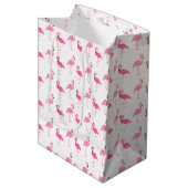 Cute Pink Flamingos Medium Cadeauzakje (Voorkant Gekanteld)