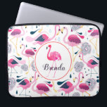Cute Pink Flamingos Pattern Monogram Laptop Sleeve<br><div class="desc">Monogramed schattige roze flamingos naadloos patroon,  met één flamingo en monogram.</div>