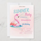 Cute Pink Flamingos Summer Birthday Party Kaart (Voorkant)