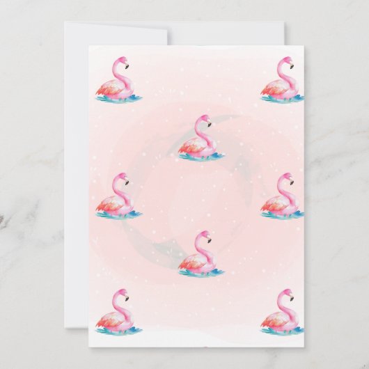 Cute Pink Flamingos Summer Birthday Party Kaart (Achterkant)