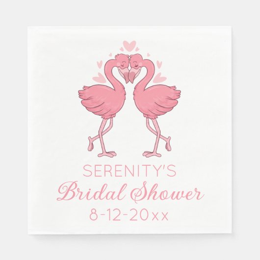 Cute Pink Flamingos Tropical Beach Bridal Shower Servet (Voorkant)