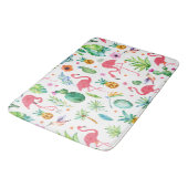 Cute Pink Flamingos & Tropical Flowers Patroon Badmat (Gekanteld)