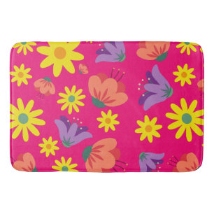 Cute Pink Floral Badmat