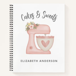 Cute Pink Floral Bakery Cake Mixer Notitieboek