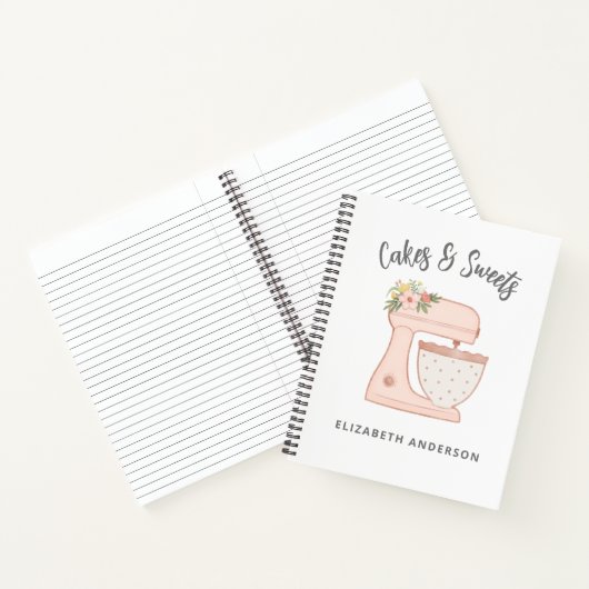 Cute Pink Floral Bakery Cake Mixer Notitieboek (Binnen)