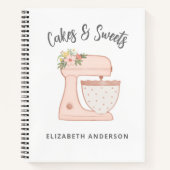 Cute Pink Floral Bakery Cake Mixer Notitieboek (Voorkant)