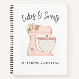 Cute Pink Floral Bakery Cake Mixer Notitieboek
