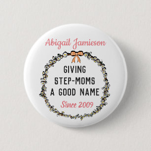 Cute Pink Floral Best Stepmama Happy Moederdag Ronde Button 5,7 Cm
