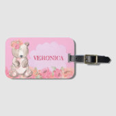 Cute Pink Floral Boho Beer Girls Reis Bagagelabel (Voorkant (horizontaal))