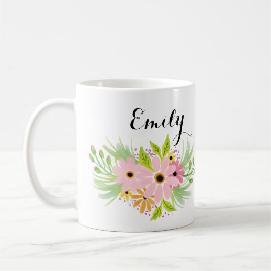 Cute Pink Floral Bridesmaid Gift Favor Idea Mok (Links)