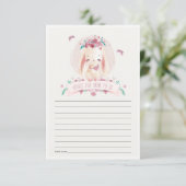Cute Pink Floral Bunny Advice voor Baby shower Informatiekaartje (Staand voorkant)
