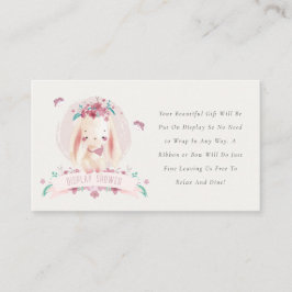 Cute Pink Floral Bunny Birds Display Baby shower Informatiekaartje