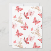 Cute Pink Floral Butterflies Baby shower Kaart (Achterkant)