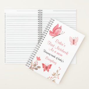 Cute Pink Floral Butterflies Keep Track of Baby Notitieboek