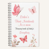 Cute Pink Floral Butterflies Keep Track of Baby Notitieboek (Voorkant)