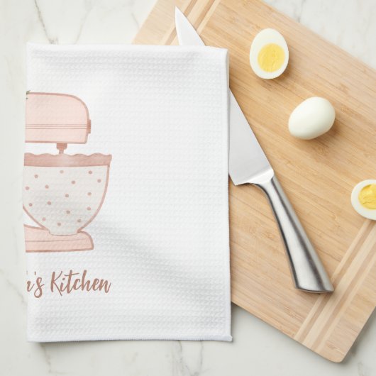 Cute Pink Floral Cake Mixer Bakery Chef Theedoek (Quarter Fold)