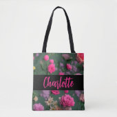 Cute Pink Floral Canvas tas (Voorkant)
