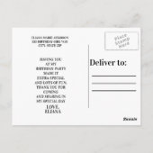 Cute Pink Floral Child's Birthday Foto Dank je Briefkaart (Achterkant)