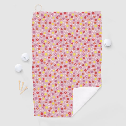 Cute Pink Floral Ditsy Golfhanddoek (Insitu)
