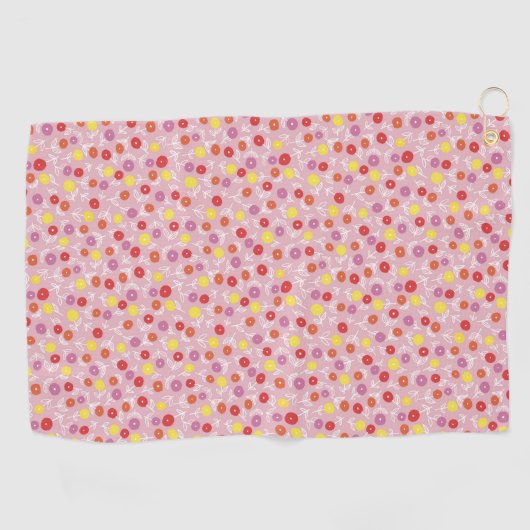 Cute Pink Floral Ditsy Golfhanddoek (Horizontaal)