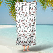 Cute Pink Floral Flowers Pattern Jouw naam on Strandlaken