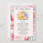 Cute Pink Floral Giraffe Mam Baby shower Kaart (Voorkant)