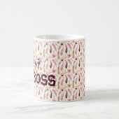 Cute Pink Floral Girl Boss Typography Pattern Koffiemok (Center)