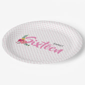 Cute Pink Floral Girl's Sweet Sixteen Birthday Papieren Bordje (Gekanteld)