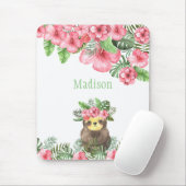 Cute Pink Floral Hawaiian Sloth Animal Name Muismat (Met muis)