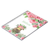 Cute Pink Floral Hawaiian Sloth Animal Name Notitieboek (Linkerzijde)