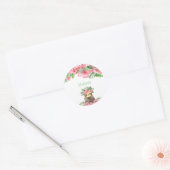 Cute Pink Floral Hawaiian Sloth Animal Name Ronde Sticker (Envelop)