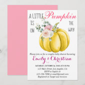Cute Pink Floral Little Pumpkin Couple Baby shower Kaart (Voorkant / Achterkant)