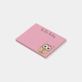 Cute Pink Floral Owl Post het merkt op Post-it® Notes (Schuin)