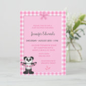 Cute Pink Floral Panda Beer Baby shower Kaart (Staand voorkant)