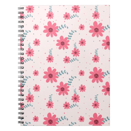 Cute Pink Floral Pattern | Daisy Flower Aesthetic Notitieboek (Voorkant)