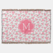 Cute Pink Floral Pattern Monogram Deken (Voorkant)