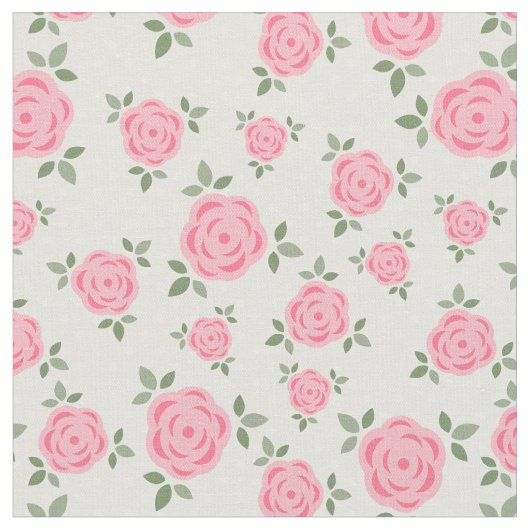 Cute Pink Floral Pattern Stof (Close Up)