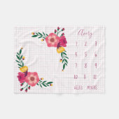 Cute Pink Floral Polka Dot Baby Milestone Fleece Deken (Voorkant (Horizontaal))