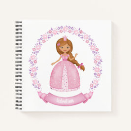 Cute Pink Floral Princess Notitieboek