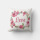 Cute Pink Floral Roos Polka Dot Baby Nursery Kussen (Voorkant)