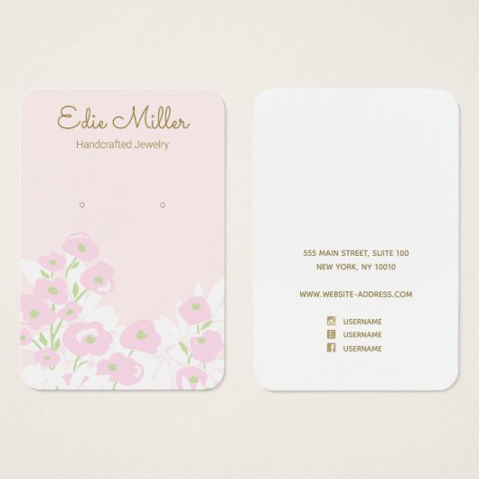 Cute Pink Floral Script oorklaar juwelen Visitekaartje (Voorkant /achterkant)