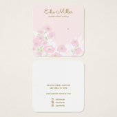 Cute Pink Floral Script Stud Earning Vierkante Visitekaartjes (Voorkant /achterkant)