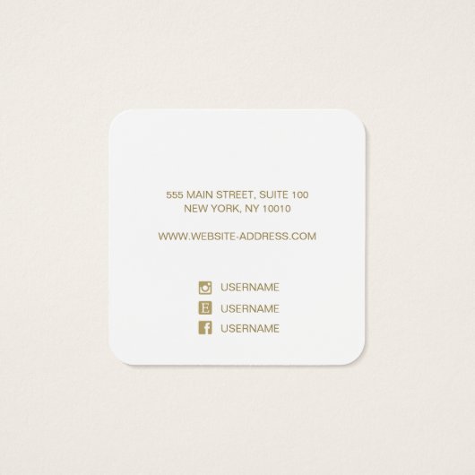 Cute Pink Floral Script Vierkante Visitekaartjes (Achterkant)