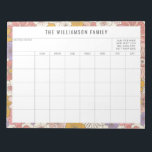 Cute Pink Floral Simple Family Planner Agenda Notitieblok<br><div class="desc">Modern Cute Pink and Yellow Floral Border Personalized Family Planner and Calendar Notitieblok</div>