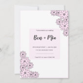 Cute Pink Floral Wedding Invitation Kaart (Voorkant)
