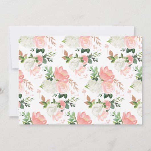 Cute Pink Floral Woodland Animals Girl Baby shower Kaart (Achterkant)