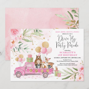 Cute Pink Floral Woodland Drive by Birthday Parade Kaart